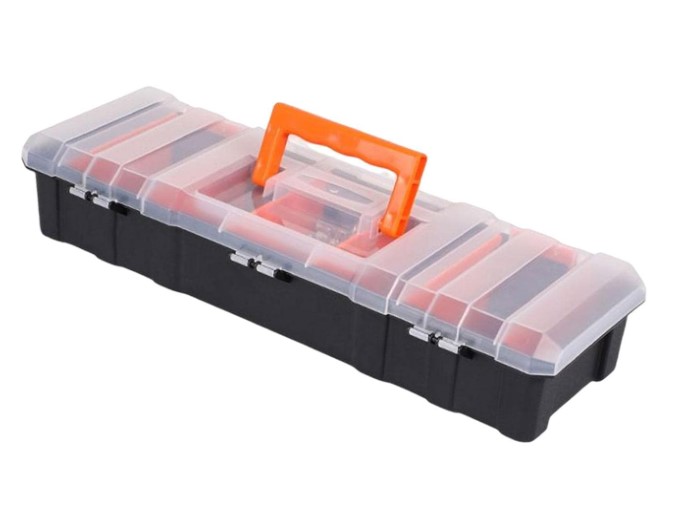 Long Toolbox – Elongated Rectangular Tool Case, Aluminum/Plastic Hybrid, Extendable Handle | Slim Design for Long Tools like Pliers & Wrenches | UAE Field Service Pro Carrier 